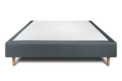 Sommier Tapissier 140x190 cm - H35 cm - Velours - Gris anthracite