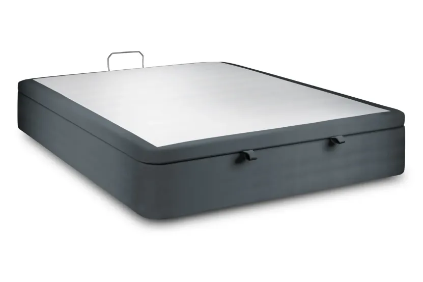 Sommier Coffre 200x200 cm - Velours - Gris Anthracite
