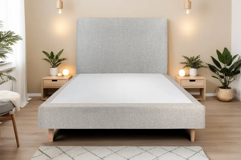 Tête de lit 140 cm Tapissée - Tissu Bouclette Gris