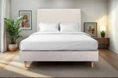 Tête de lit 180 cm Tapissée - Tissu Toile Natté Beige Clair