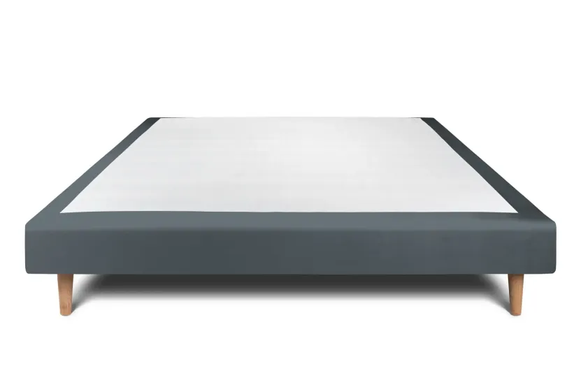 Sommier Tapissier 140x200 cm (déjà monté) - Velours - Gris Anthracite