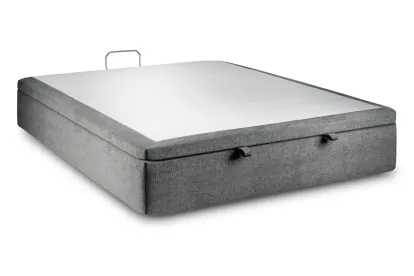 Sommier Coffre 160x200 cm - Toile nattée  - Gris anthracite