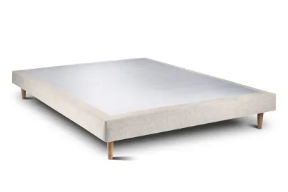 Sommier Tapissier 135x190 cm - H29 cm - Toile nattée - Beige clair