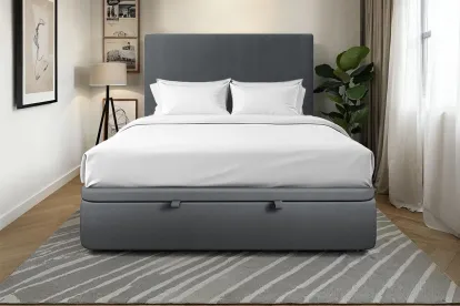 Sommier Coffre 140x190 cm - Velours - Gris anthracite