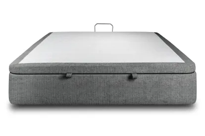 Sommier Coffre 140x190 cm - Toile nattée  - Gris anthracite