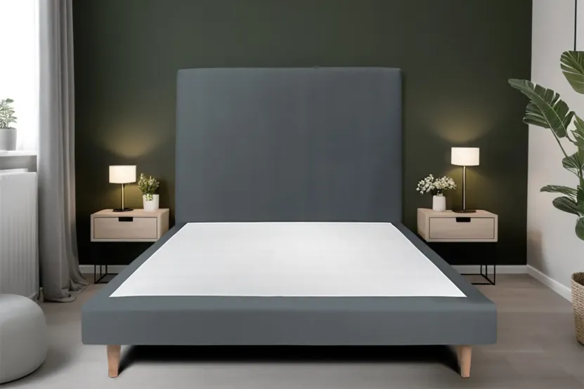 Sommier Tapissier 140x200 cm (déjà monté) - Velours - Gris Anthracite