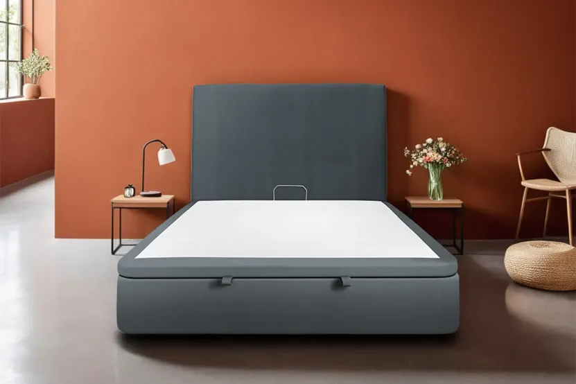 Sommier Coffre 180x200 cm - Velours - Gris Anthracite