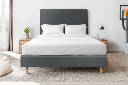 Tête de lit 150 cm Tapissée - Tissu Velours Gris Anthracite