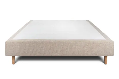 Sommier Tapissier 140x190 cm - H35 cm - Toile nattée - Beige brun