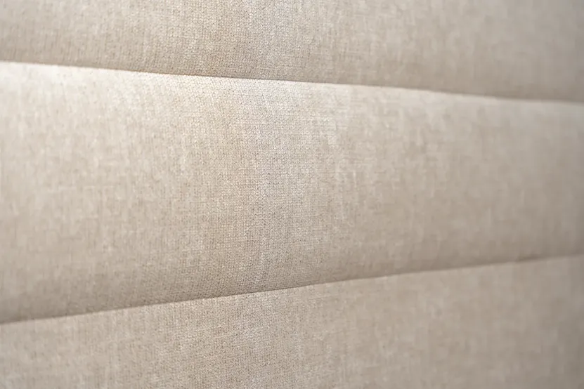 Tête de lit 160 cm Lignes - Tissu Toile Natté Beige Brun