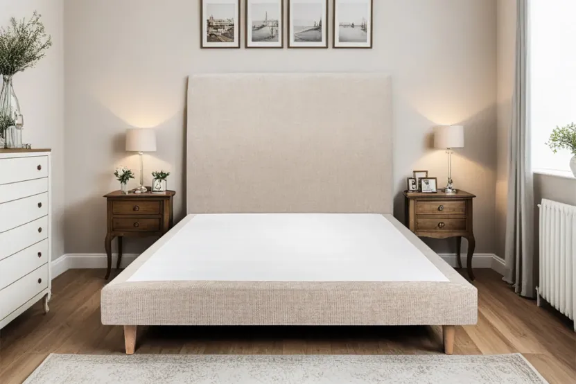 Sommier Tapissier 150x190 cm (déjà monté) - Toile Nattée - Beige Brun