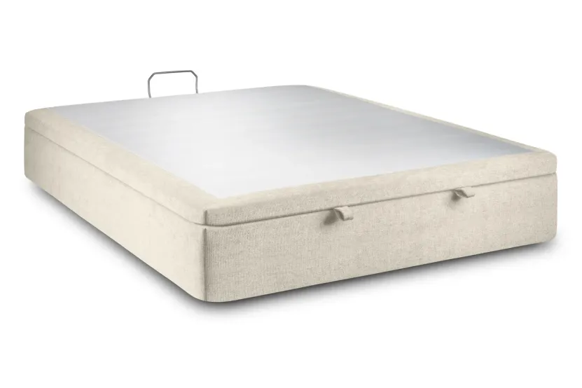 Sommier Coffre 180x200 cm - Toile Nattée - Beige Clair