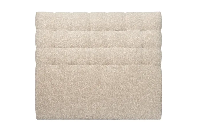 Tête de lit 200 cm Capitonnée - Tissu Bouclette Beige Clair