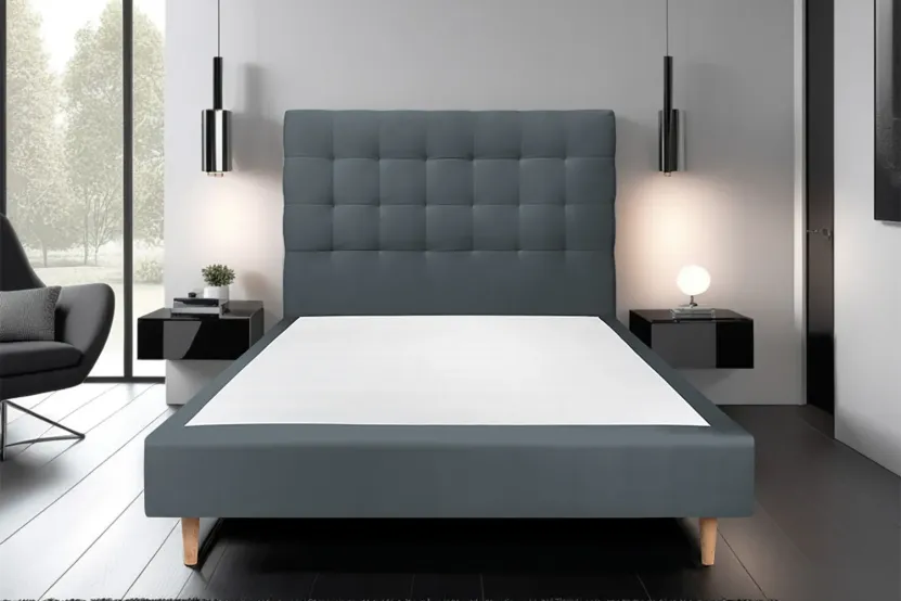 Tête de lit 140 cm Capitonnée - Tissu Velours Gris Anthracite