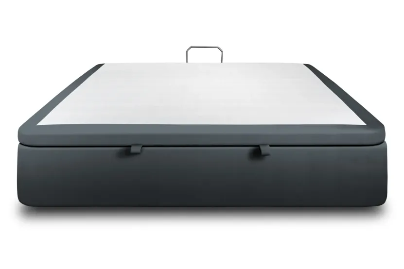 Sommier Coffre 180x200 cm - Velours - Gris Anthracite