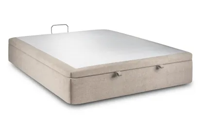 Sommier Coffre 160x200 cm - Toile nattée  - Beige brun