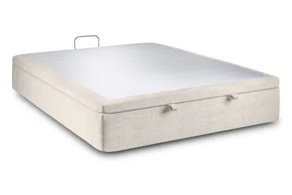 Sommier Coffre 200x200 cm - Toile nattée  - Beige clair