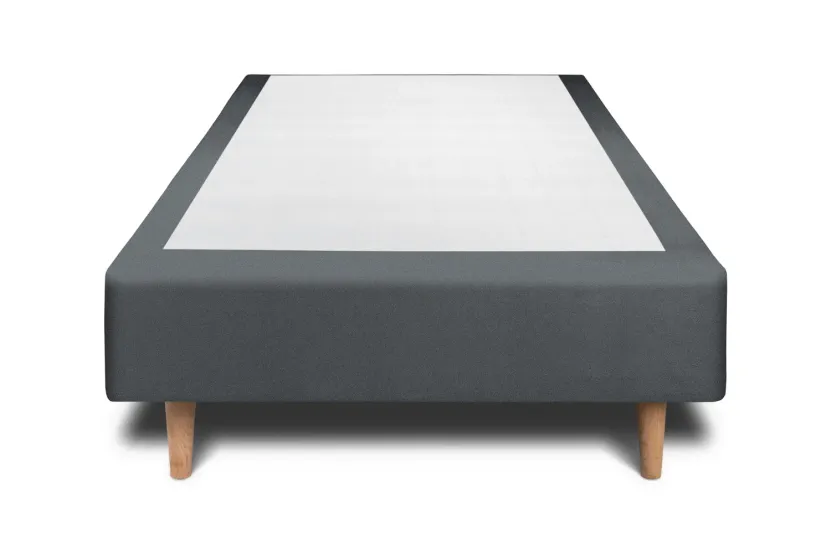 Sommier Tapissier 90x190 cm - H35 cm - Velours - Gris anthracite