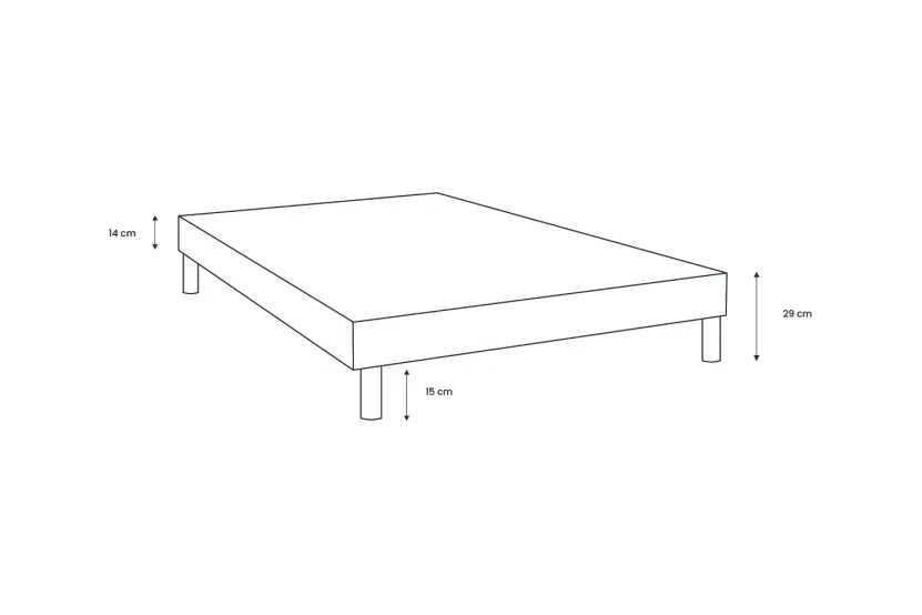 Sommier Tapissier 90x190 cm - H29 cm - Velours - Gris anthracite