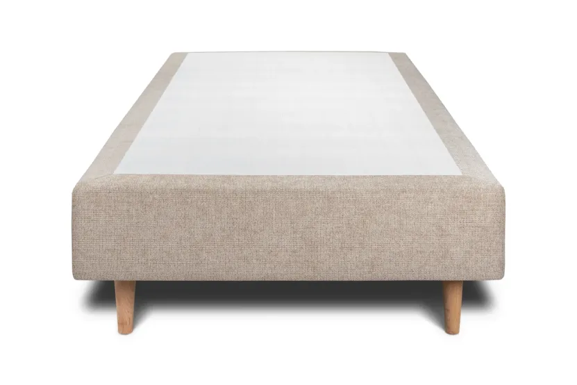 Sommier Tapissier 100x200 cm - H35 cm - Toile nattée - Beige brun