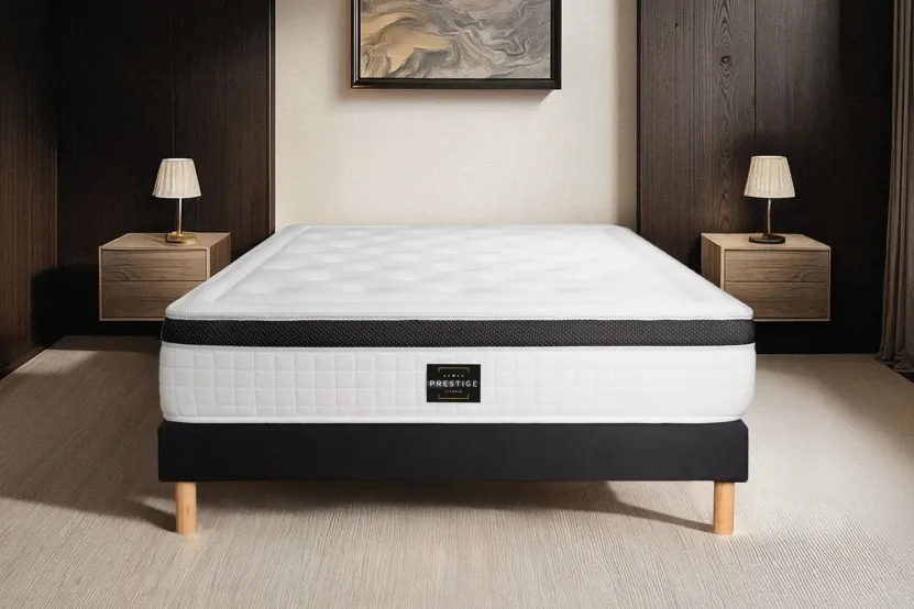 Ensemble Matelas Sommier 120x200 cm - Sommier Noir (en kit) - Privilège