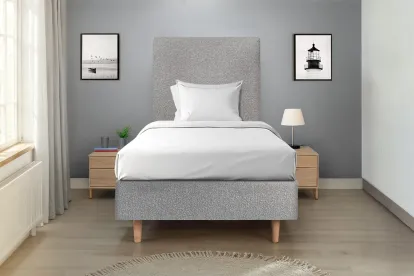 Sommier Tapissier 90x200 cm - H35 cm - Bouclette - Gris