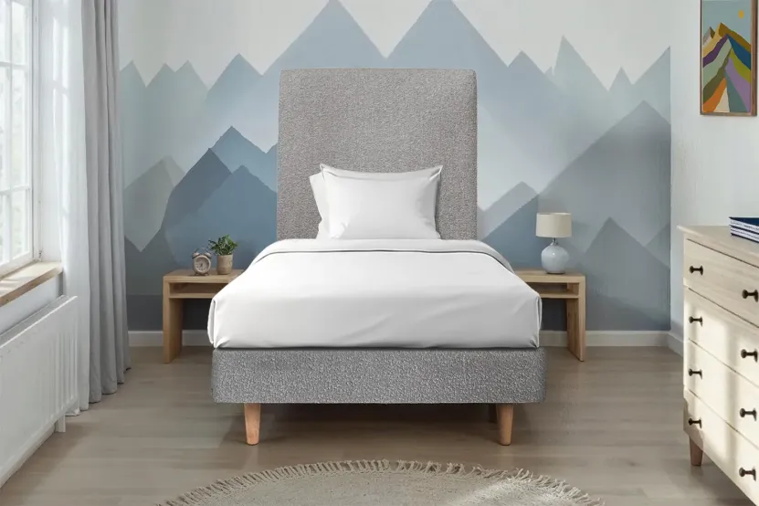 Sommier Tapissier 90x190 cm - H29 cm - Bouclette - Gris