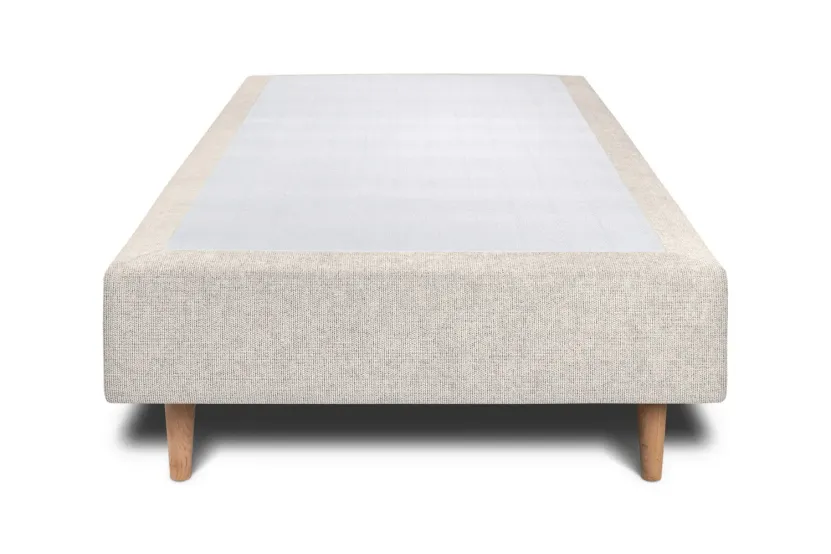 Sommier Tapissier 90x200 cm - H35 cm - Toile nattée - Beige clair