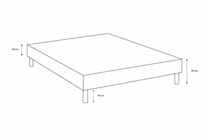 Sommier Tapissier 150x200 cm - H35 cm - Velours - Gris anthracite