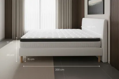Ensemble Matelas Sommier 140x200 cm - Sommier Blanc (en kit) - Supérieur