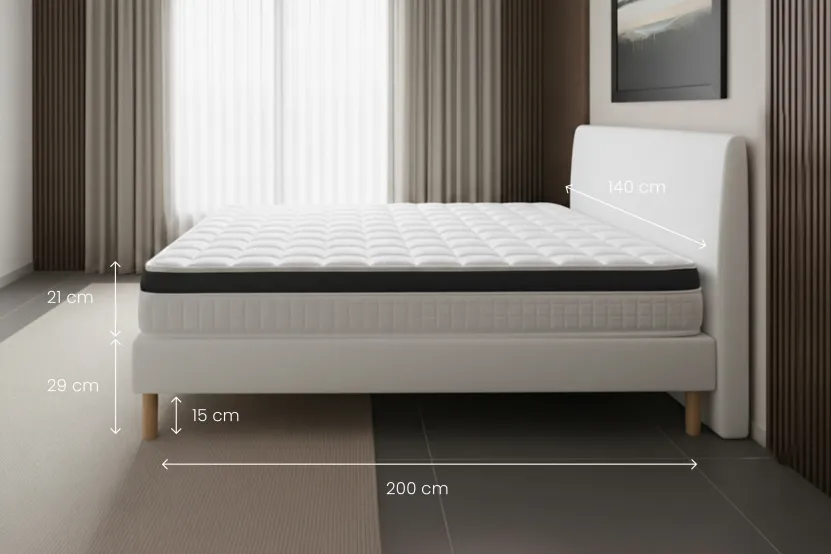 Ensemble Matelas Sommier 140x200 cm - Sommier Blanc (en kit) - Supérieur