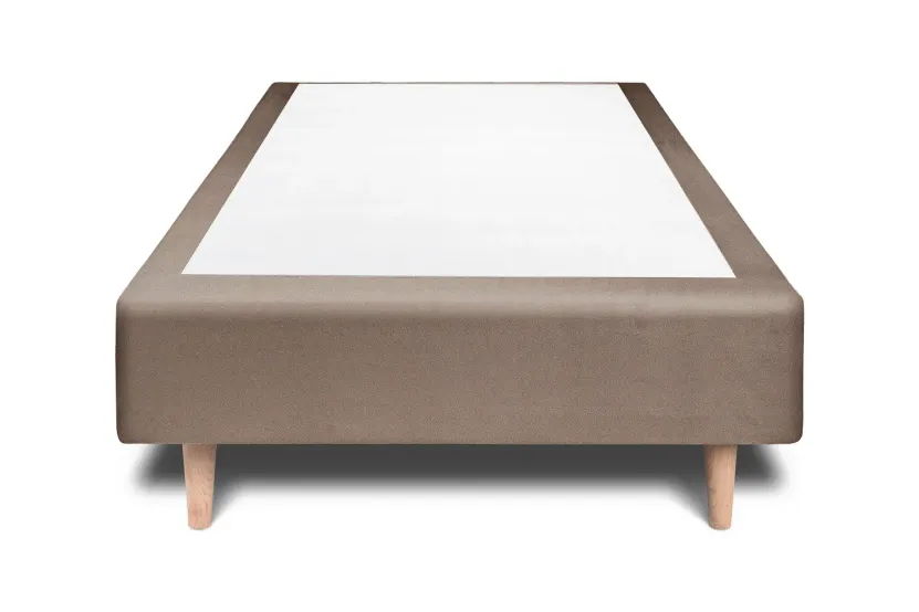 Sommier Tapissier 90x190 cm - H35 cm - Velours - Taupe