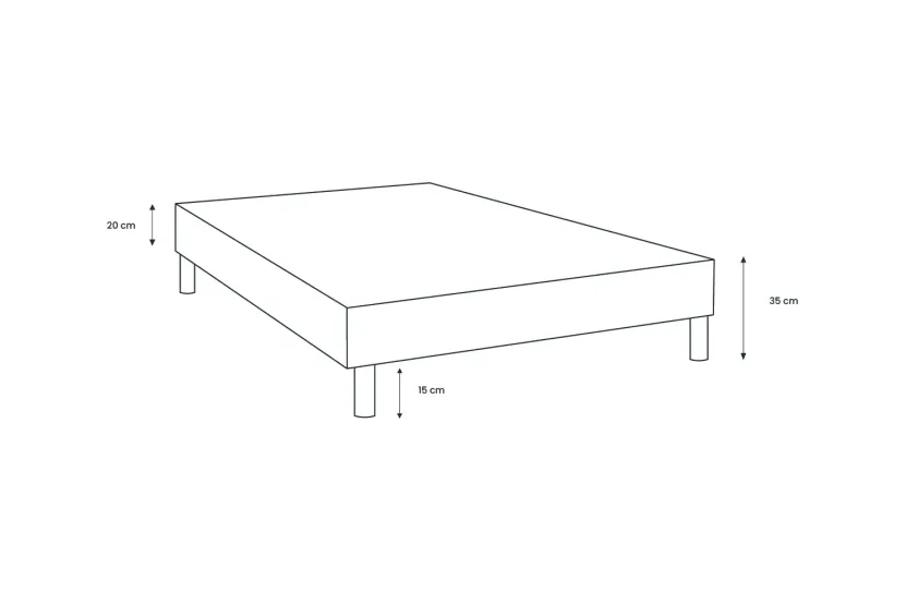 Sommier Tapissier 80x200 cm - H35 cm - Velours - Taupe